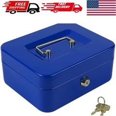 Secure Cash Storage Box with Key Control and 5 Compartment Trays – Medium Size