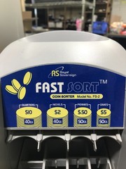 Royal Sovereign FS-2 Electric Fast Sort Coin Sorter 40Q 40N 50P 50D Capacity*