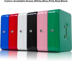 Durable Blue Metal Cash Box with Key Lock and Tiered Money Tray, 11.8″ x 9.5″