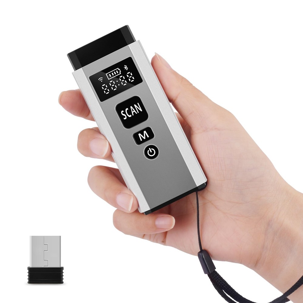 Bluetooth 1D 2D Barcode Scanner Wireless 2.4G USB TFT Screen iOS Windows PC