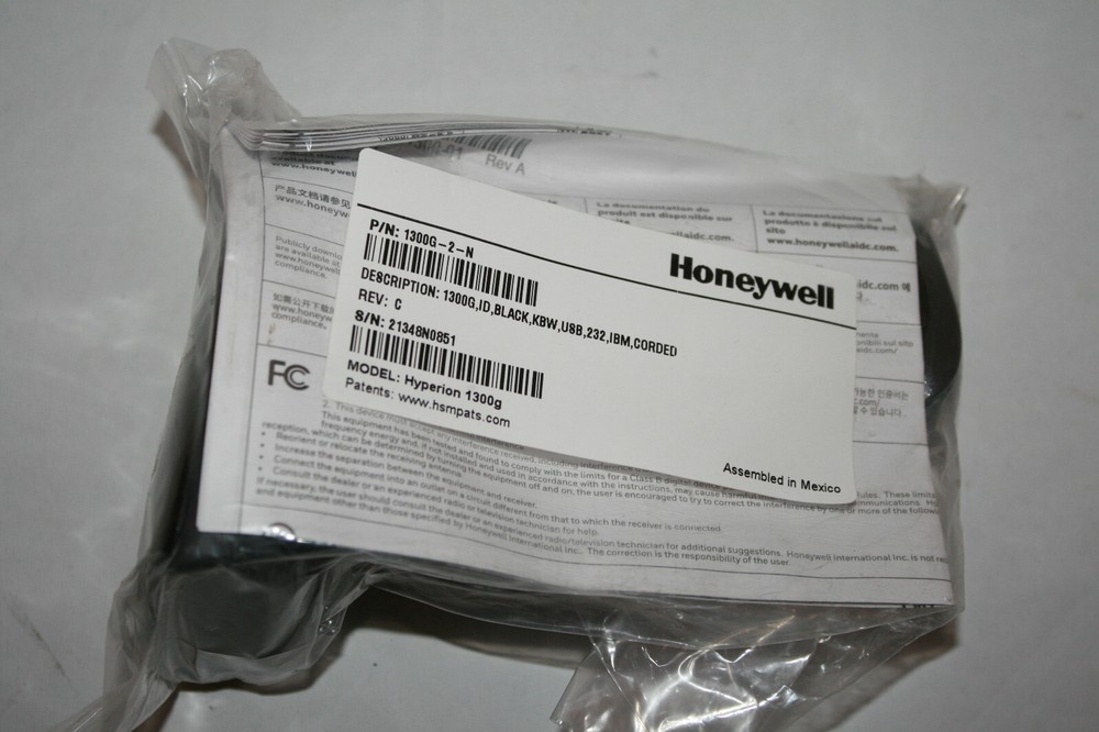 NEW – Honeywell Hyperion 1300G Barcode Scanner,ID,Black,KBW,U8B,232,IBM,CORDED