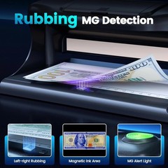 Counterfeit Bill Detector with Dual LED UV Light, 4 Easy Tests of Security St…