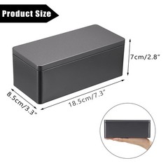 Metal Cash Box Black Money Holder Rectangular Storage Tin 7.3in Organizer