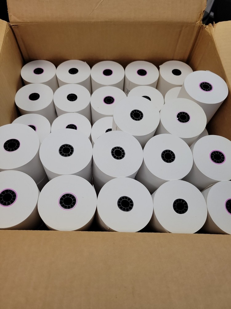3″ x 190′ Bond Printer Receipt Paper Rolls, 38 Rolls partial case