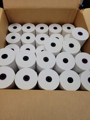 3″ x 190′ Bond Printer Receipt Paper Rolls, 38 Rolls partial case