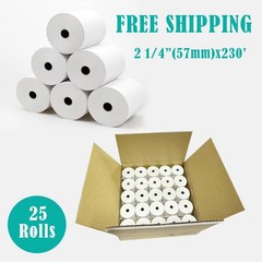 2 1/4 x 230′ THERMAL RECEIPT PAPER-25 ROLLS **FREE SHIPPING**