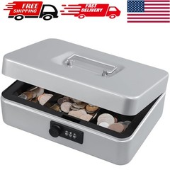 Light Grey Cash Box with Combination Lock – Durable, Portable, 7.87″x6.3″