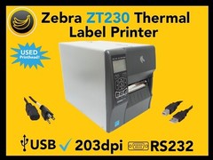 Zebra ZT230 Thermal Transfer Label Printer 203 dpi, USB, RS232, USA Seller!🔥⭐