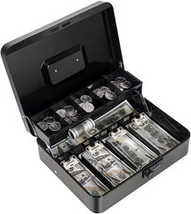Cash Box with Money Tray and Combination Lock Metal Money Box for Cash Register