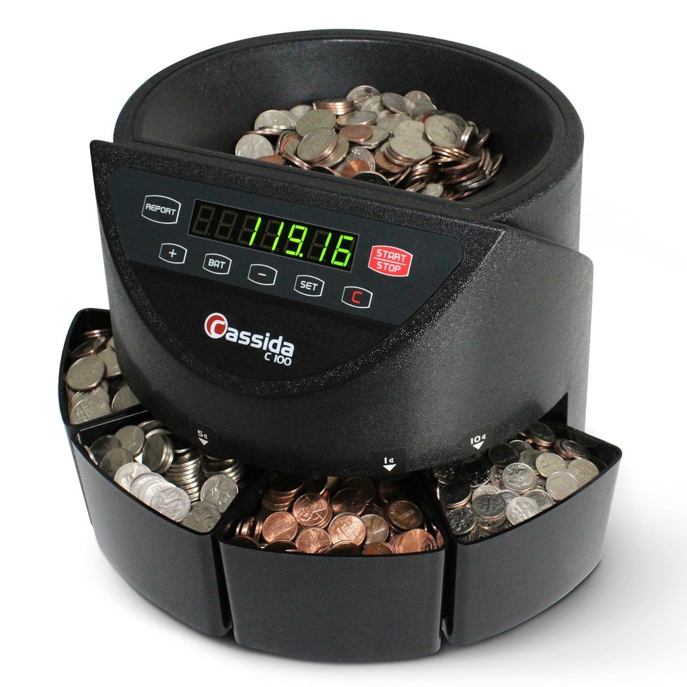C100 Electronic Coin Sorter/Counter, Countable coins 1¢, 5¢, 10¢, 25¢, 250 co…