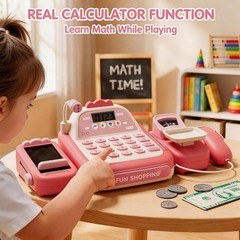 Stactcute 49Pcs Cash Register Toy Set For Kids Pretend Play Grocery Store