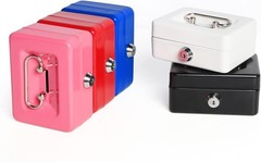 Elegant Small Locking Cash Box with Key | Portable White Money Storage