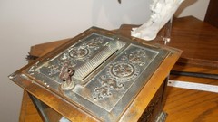 NCR NATIONAL BRASS AND BRONZE GLASS RECEIPT CASH BOX W KEY WORKING