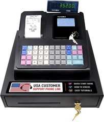 Nadex CR360 Cash Register, 4700 Lookups 50 Dept 50 Clerks Thermal Printer, Black