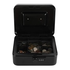 Black Steel Cash Box Safe Medium 7.87×6.30×3.54 Combination Lock Coin Tray