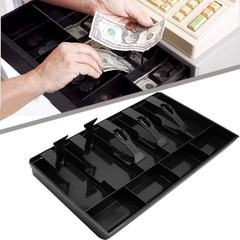 Cash Register Drawer Insert Tray 5 Bill/4 Coin Compartments with Metal Clip f…