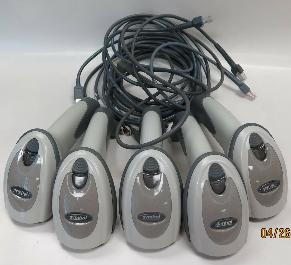 Lot of 5 Motorola Symbol Barcode Scanner DS6708 1D 2D Beige USB Cross Targeting