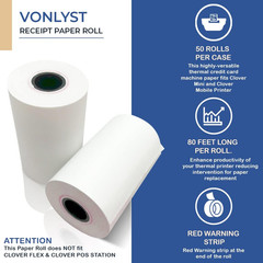 Thermal Receipt Paper Rolls for Clover Mini & Clover Mobile – 2 1/4” X 80’ BPA F