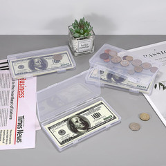 4 Pack Plastic Money Organizer Clear Cash Box with Lid Flat Money Saving Holder