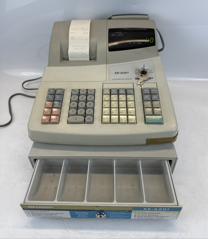 Sharp XE-A201 Cash Register w/ Cash Drawer Key Programmable – PARTS ONLY