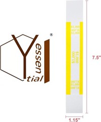 ABA Standard Yellow Money Bands – 100 Self-Adhesive Bill Wrappers, 7.5×1.15″
