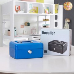 Lightweight Blue Money Box with Key Lock for Safe Valuables – 5.9” Portable Use