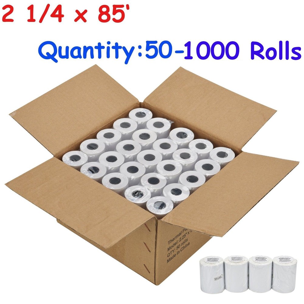 50-500 Rolls 2 1/4 x 85′ Thermal Paper Credit Card & POS Cash Register Receipt