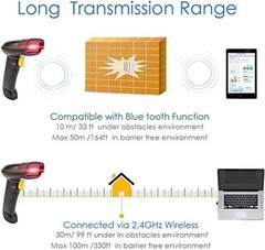 Omnidirectional 2D Barcode Scanner – Wireless & USB with 130,000 Barcode Storage