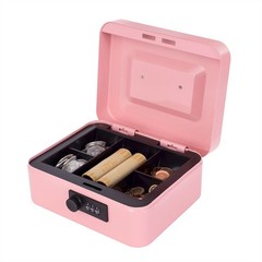 Cash Box with Combination Lock Pink 7.87×6.3×3.54 in Metal Money Box