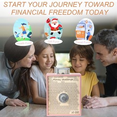 10000 Money Saving Box with Lock, Large Wooden 10k Savings Challenge Box $10,…