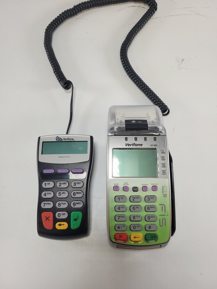 Verifone VX520 Credit Card Terminal M252-653-AD-NAA-3 w/ PINpad 1000se Bundle
