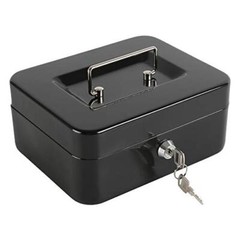 Locking Steel Medium Cash Box with Removable Coin Tray and Key Lock7.87″x 6.3…