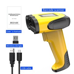 2.4GHz Wireless Bluetooth Handheld 1D 2D Barcode Scanner USB Laser Gun Retail