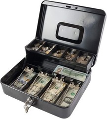 Secure Locking Cash Box Large Key Lock Money Organizer Portable Steel Safe