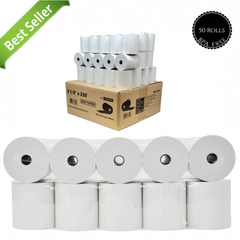 3 1/8″ x 230′ THERMAL RECEIPT PAPER ROLLS WHITE, 50 ROLLS ( 55 GSM THICKNESS )