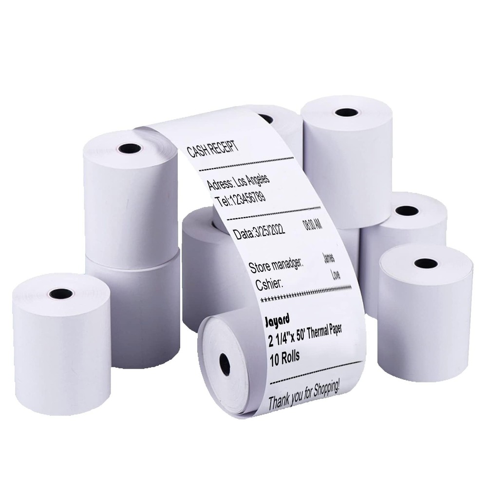 10 PCS 21/4 Inch x 50 ft Thermal Paper Rolls Credit Card POS Register Tape