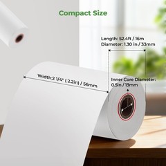 2 1/4″ inch x 50’ft Thermal Paper 50 Rolls, BPA Free Receipt Paper, 58mm Ther…