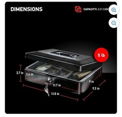 SentrySafe CB-12 Cash Box with Money Tray and Key Lock 0.21 cu Feet