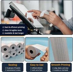 2 1/4 in x 150 ft Calculator Paper Rolls 2 1/4 Adding Machine Tape Paper Roll…