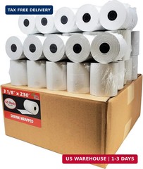 (50 Rolls) 3 1/8 x 230 Thermal Paper Receipt Rolls (55 GSM Premium Quality Germa
