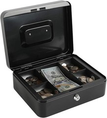 Durable Large Cash Box with Key Lock, 9.84″x7.87″x3.54″