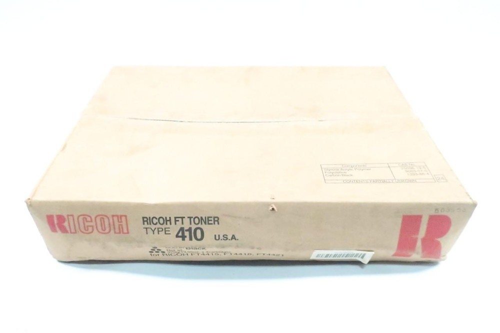 Box Of 4 Ricoh 887523 Type 410 Standard Yield Black Toner Cartridge