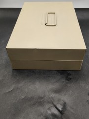 VTG MMF Industries Wheeling IL Heavy Duty Metal Cash Box Sand Combo Lock READ