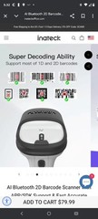 Inateck 2D Barcode Scanner Wireless Bluetooth QR Code Scanner W/ AI APP & SDK