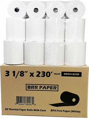 (32 Rolls) 3 1/8 X 230 Square POS Register Thermal Receipt Paper Rolls, TSP100,