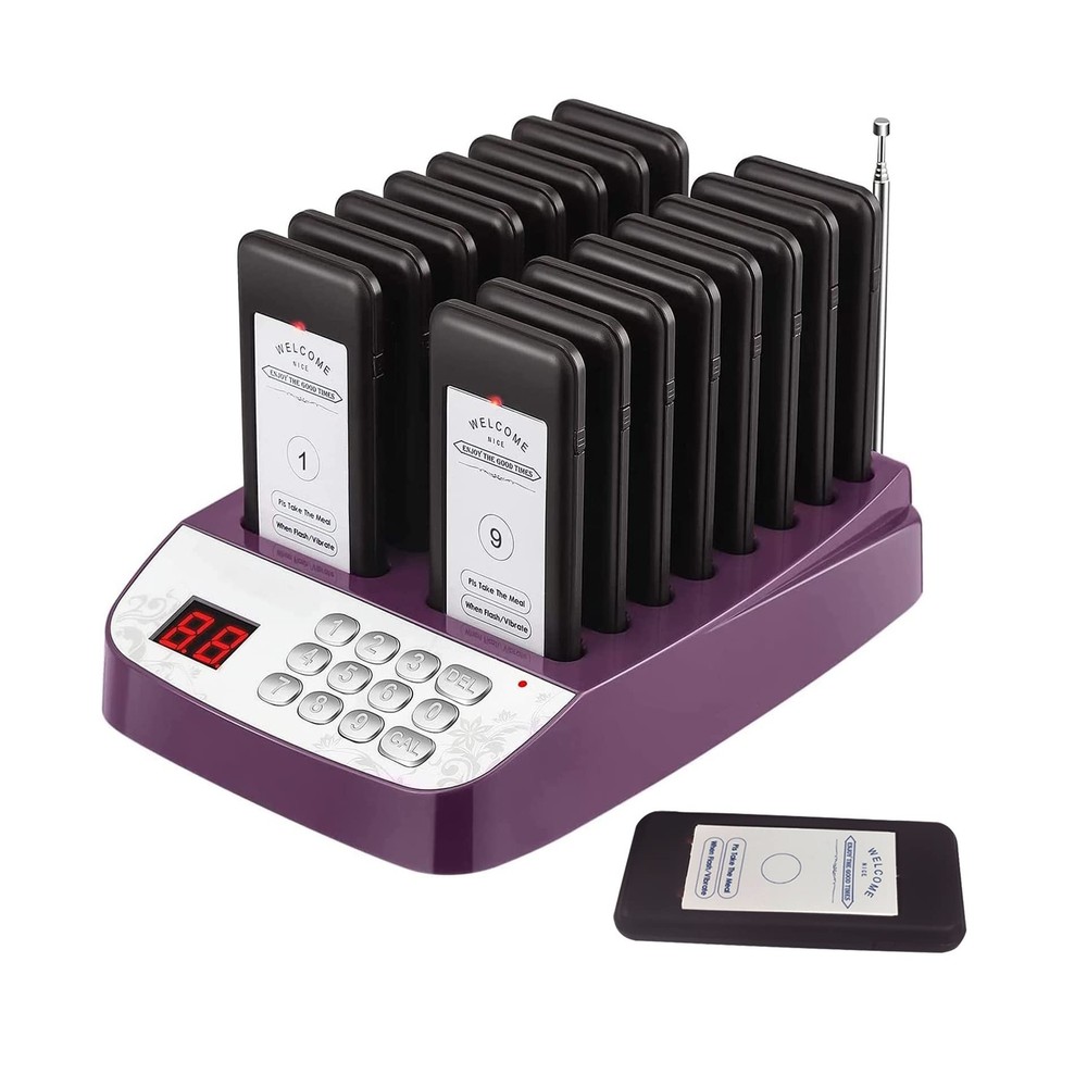 Pager Restaurant System 16 Buzzers Vibration Flashing Wireless Calling Guest …