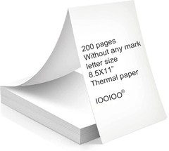 Continuous 200 Page Thermal Printer Paper 8.5 x 11 – Coated, Without Black Marks