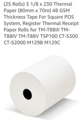 (25 Rolls) 3 1/8 x 230 Thermal Receipt Paper For Square POS Systems