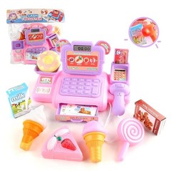 Kids Supermarket Cash Register Toy – Electronic Shopping Play Set with Lights