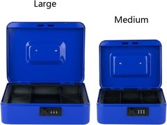 Water-Resistant Metal Cash Storage Box with Combination Lock, 7.87″ Compact Size